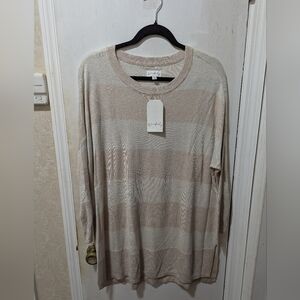 Wonderly Beige and Cream Striped Sweater Size Medium NWT